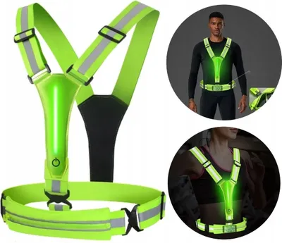Produktbild von REFLEKTIERENDE WESTE GESCHIRR FÜR LAUFRAD Doppel 2x LED USB TASCHE