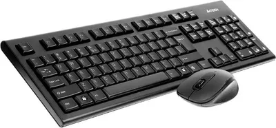 Zdjęcie produktu dla A4Tech 7100N desktop, Pełnowymiarowy (100%), Bezprzewodowy, RF Wireless, QWERTY, Czarny, Dołączona myszka