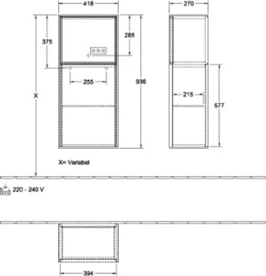 Produktbild von Villeroy & Boch F510GNPC Seitenschrank Finion F51