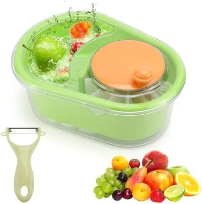 Produktbild von Obst Waschmaschine, Fruchtreiniger Spinner, Vegetable and Fruit Cleaner, Obst Gemš¹se Reiniger mit Sieb und Schš¹ssel, fš¹r Obst und Gemš¹se (mit 1 Sparsch?ler) (Avocadogrš¹n)