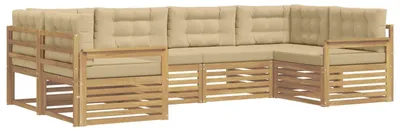 Produktbild von vidaXL Outdoor-Sofagarnitur mit Kissen 6 pcs Weiß und Beige