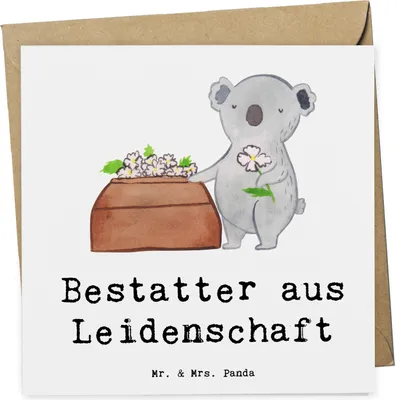 Produktbild von Mr. & Mrs. Panda Deluxe Karte Bestatter Leidenschaft - Weiß - Geschenk, anlasskarte, faltkarte, Grußkarte, doppelkarte, Glückwunschkarte, Klappkarte
