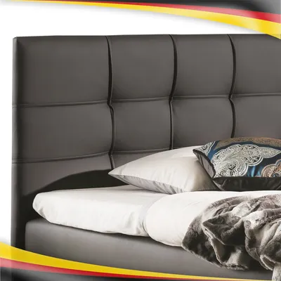 Image de Lit double boxspring LEO - 180x200cm Lit avec matelas Bonell, similicuir, coffre de lit (blanc)