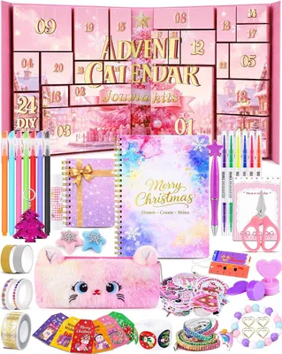 Immagine prodotto di Calendario dell'Avvento con articoli di cancelleria per ragazze e adolescenti - 24 giorni di attività fai-da-te