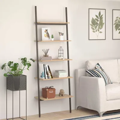 Immagine prodotto di Maison Exclusive - Scaffale a scala con 5 ripiani Marrone chiaro e nero 64x34x185,5 cm