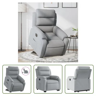 Image de The Living Store Fauteuil relax avec releveur électrique Gris clair Tissu