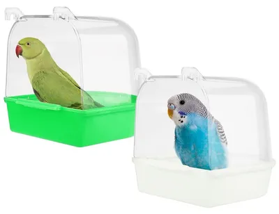 Imagen del producto de Bañera para pájaros sostenible - Bañera pequeña para pájaros (para interiores) - Plato para beber de pájaros - Bañera para pájaros (jaula) - Bañera para pájaros colgante - Diseño semicircular - Recipiente para baño de pájaros