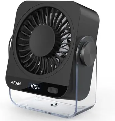 Produktbild von Wiederaufladbarer USB-Schreibtischventilator, ultra-leiser kleiner tragbarer Ventilator mit 199 Geschwindigkeiten, 5000 mAh Akku, 120 ° verstellbare Neigung, Desktop-Kühltischventilatoren für