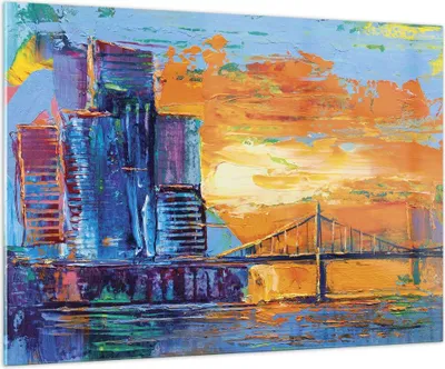Produktbild von Bilder auf glas - Einteilig - Stadt Brücke pastos - 100x70cm - Glasbilder - Wandbilder - Bilder - zum Aufhängen bereit - Wanddekoration aus Glas - Glas Bilder - Wandbild auf Glas - GAA100x70-4392