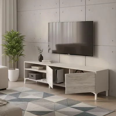 Image de Nociglia - Meuble TV, 180x40x47h cm Beige, Tiroirs