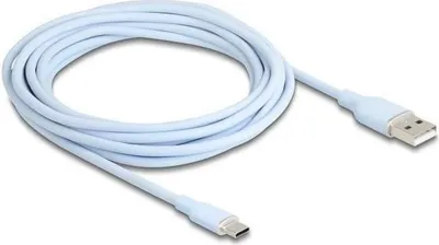 Produktbild von Delock USB 2.0 Kabel USB Typ-A Stecker zu USB-C Stecker 4 m blau Silikon