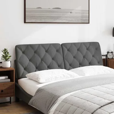 Image de vidaXL Coussin de tête de lit gris foncé 160 cm Tissu