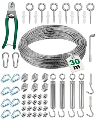 Imagen del producto de Solidchoice - Juego de cables de acero inoxidable de 57 piezas - 3 mm x 30 m
