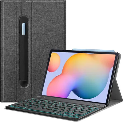 Produktbild von Fintie Beleuchtete Tastatur Hülle für Samsung Galaxy Tab S6 Lite 10,4 Zoll 2022/2020 SM-P610/P613/P615/P619 - Hintergrundbeleuchtung Abnehmbarer QWERTZ Keyboard, Dunkelgrau