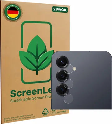 Produktbild von 2x ScreenLeaf Schutzfolie für Samsung Galaxy S25 Enterprise Edition (NUR Kameraschutz) nachhaltiger Displayschutz Display Schutz Folie Klar Transparent