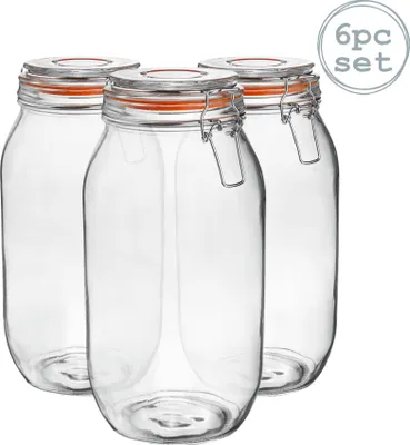Produktbild von Vorratsgläser aus Glas – 2 Liter – Orangefarbenes Siegel – 6er-Pack