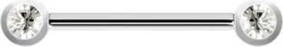Produktbild von Titan G23 Brustwarzen Brust Hantel Piercing mit Kristall Elements Farbe Weiss TJRB2S - 14.0 Millimeter