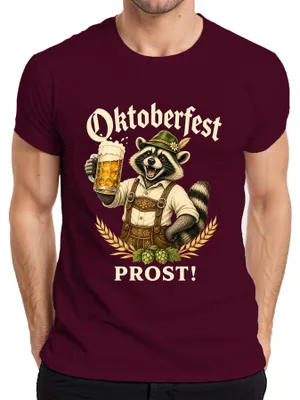 Obrázok produktu pre , pánske kožené nohavice "Lederhosen", pánske tričko s motívom "Trachten", dámske šaty "Dirndl", pánske tričko, bordó, veľkosť 3XL