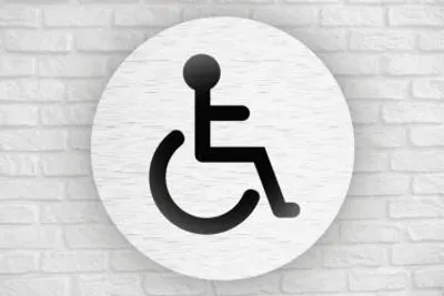 Produktbild von Tür-und Raumschilder, Materialstärke 1mm,Rollstuhl-Symbol,rund