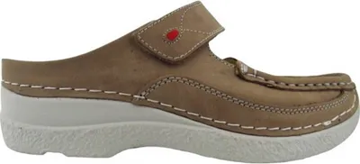 Produktbild von Wolky Clog Roll Slipper 0622736-125, leicht glänzendes Nubukleder, Safari-Beige, Fußbett zum Wechseln 39