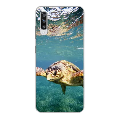 Produktbild von MuchoWow® Handyhülle Schutzhülle Hülle für Samsung Galaxy A70 Schildkröte - Wasser - Blau Silikon Softcase Handy Hülle - Schutzhaube