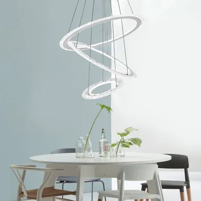 Produktbild von XMTECH LED Pendelleuchte Einfache Schlafzimmer Deckenleuchte 128W Kaltweiß Hängeleuchte Acryl Pendellampe Küche Esstisch Wohnzimmer Kronleuchter Höhenverstellbar