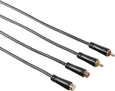Obrázek produktu pro Hama 00122286, 2 x RCA, Samec, 2 x RCA, Samice, 3 m, Černá