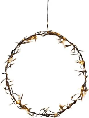 Produktbild von Kranzcluster 36 cm Durchmesser, warmweiß, 120 LEDs, IP44, Trafo mit Timer und Dimmer für Weihnachtsdekoration
