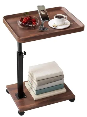 Image de Table d'appoint réglable avec roulettes et rotation à 360°