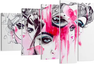 Produktbild von Bild auf Leinwand - Leinwandbild - Frauen Gesichter Augen illustration - 150x100cm - Wand Bild - Wanddeko - Leinwanddruck - Bilder - Kunstdruck - Leinwand bilder - Wandkunst - EG150x100-3095