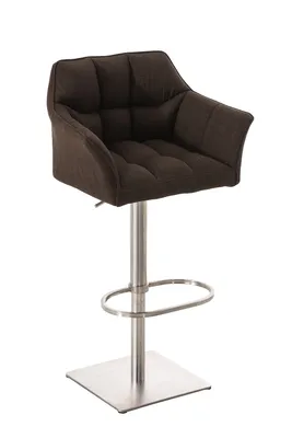 Produktbild von TPFLiving Barhocker Damaskus Gestell Edelstahl Stoff Braun