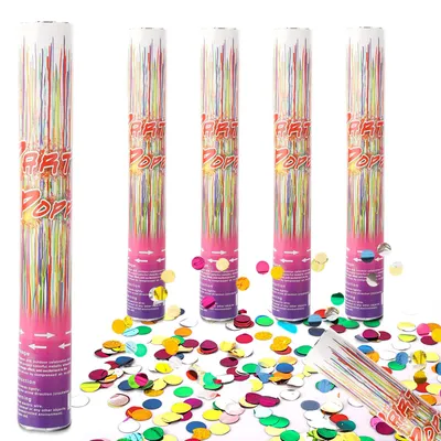 5er-Set Konfettikanonen, 30 cm, metallic, für Partys