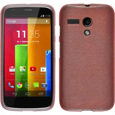 Produktbild von PhoneNatic Case kompatibel mit Motorola Moto G - rosa Silikon Hülle brushed + 2 Schutzfolien