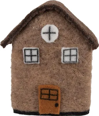 Obrázek produktu pro Clayre & Eef Dekorativní figurka domeček 12x7x14 cm Hnědá plsť