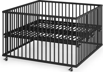 Produktbild von Laufgitter XXL 120x120 cm mit Lattenrost - Black Edition - Premium Kollektion