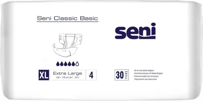 Produktbild von Seni CLASSIC BASIC XL Inkontinenzhosen, Hüfte 130-170 cm (1 Karton: 4 x 30 Stück)>>>>