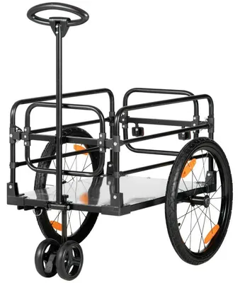 Obrázok produktu pre Prívesný vozík na bicykel a vozík na nákupy 2 v 1 - nosnosť 40 kg | Farba: čierna + sivá | Rozmery: 64 x 130 x 103 cm