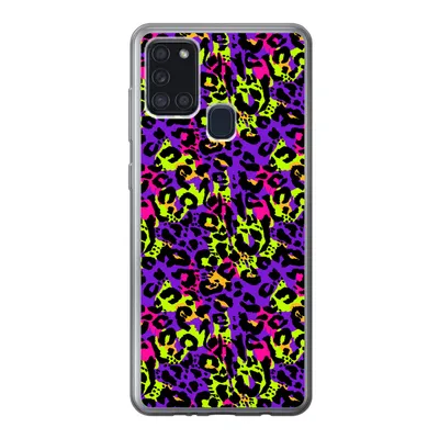Produktbild von MuchoWow® Handyhülle Schutzhülle Hülle für Samsung Galaxy A21s Tiermuster - Regenbogen - Neon Silikon Softcase Handy Hülle - Hartschale