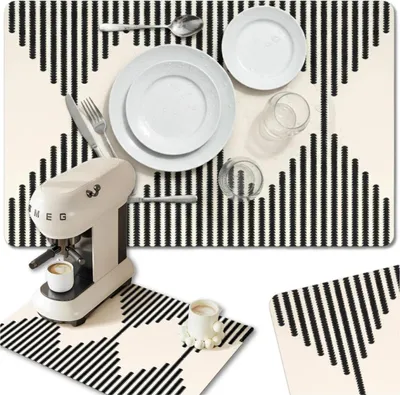 Produktbild von Küchenmatte für Kaffeemaschine, rutschfest, saugfähig, beiges Muster, 30 x 50 cm