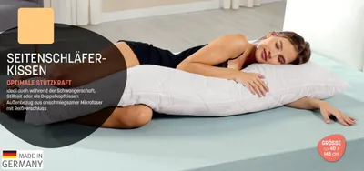 Produktbild von Seitenschläferkissen Kissen gesteppt Stillkissen Alergiker 40x145cm