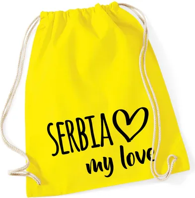 Produktbild von Huuraa Turnbeutel Serbia my love 12 Liter Yellow Baumwolle Rucksack Geschenkidee
