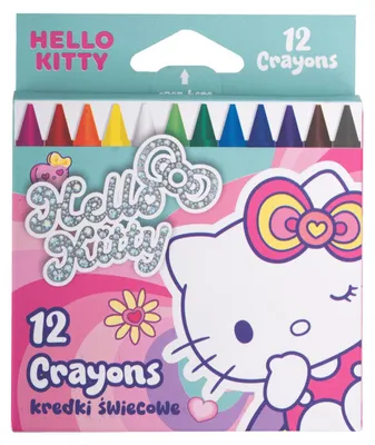 Immagine prodotto di Pastelli a cera Hello Kitty rosa, 12 colori