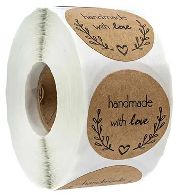 Produktbild von 500 runde Buchstabenaufkleber aus selbstklebendem Kraftpapier, Geschenkanhänger