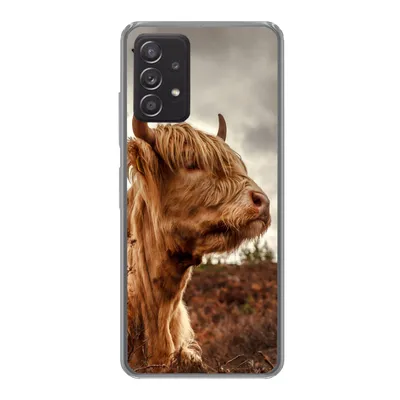 Produktbild von MuchoWow® Handyhülle Schutzhülle Hülle für Samsung galaxy a73 Scottish Highlander - Strauch - Heidekraut Silikon Softcase Handy Hülle - Handyhülle