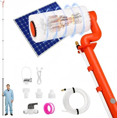 Image de Brosse de nettoyage télescopique électrique, 6,5 mètres. Brosse de nettoyage avec manche télescopique. Tige télescopique avec tuyau d'eau de 11 mètres. Brosse de nettoyage pour fenêtres. Brosse de nettoyage pour panneaux solaires. Kit télescopique. Balai d'eau pour toitures de terrasses