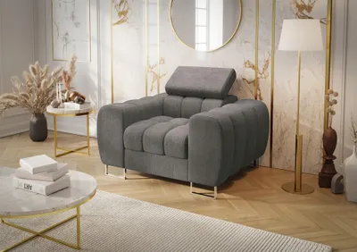 Produktbild von Sessel Designersessel BASTIEN in Stoff Moly Dunkelgrau