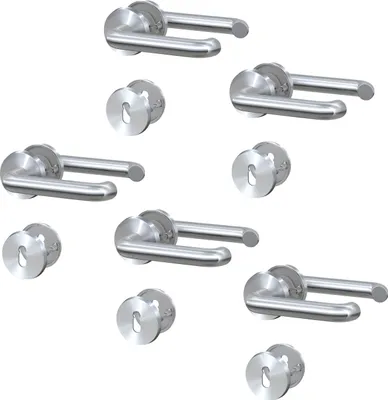 Produktbild von BASI - Rosetten-Drücker-Garnitur - SET - 5x ZB 3100 - Edelstahl - U-Form - Lochung: Buntbart - 5x7306-2108
