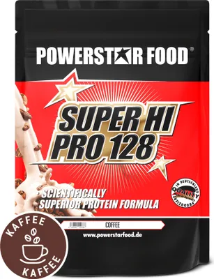 Produktbild von Powerstar SUPER HI PRO 128 | Mehrkomponenten Protein-Pulver 1kg | Höchste Biologische Wertigkeit | Protein-Shake zum Muskelaufbau | Coffee