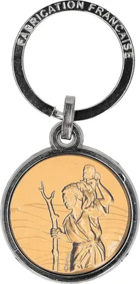 Produktbild von Schlüsselanhänger "Christophorus" silber-mattgold mit Schlüsselring aus Metall