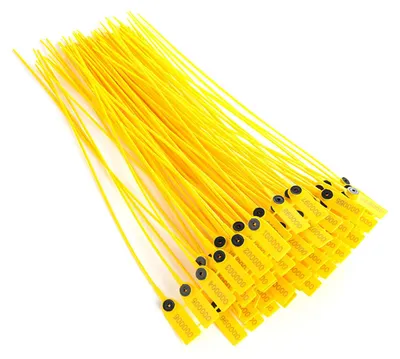 100 Kunststoff-Sicherheitsplomben Gelb 40 cm mit Nummer